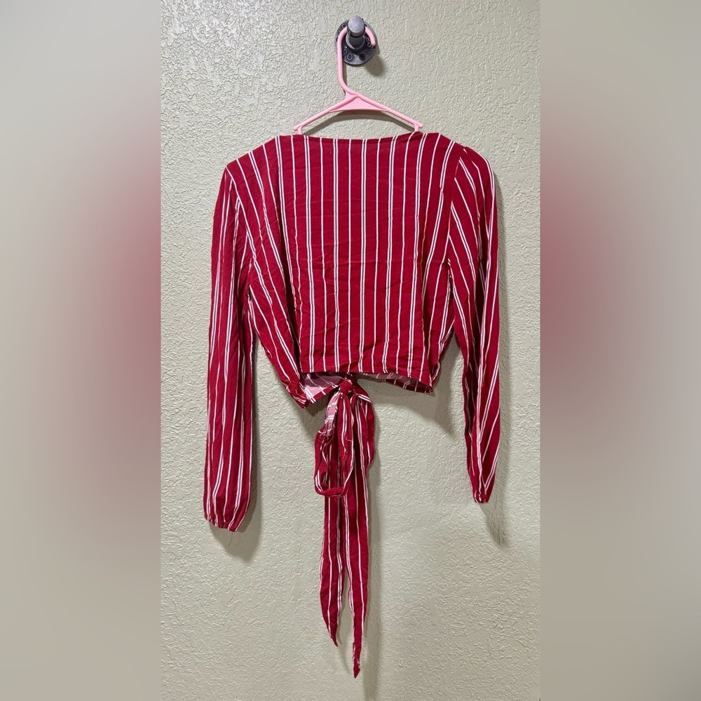 Garage Red and White Striped Blouse - Picture 3 of 3